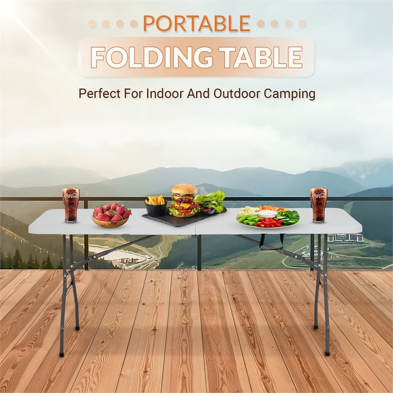 Furniture of America Oli Folding Party Utility HDPE Plastic Table in White