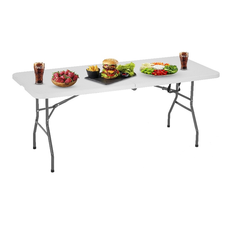 Furniture of America Oli Folding Party Utility HDPE Plastic Table in White