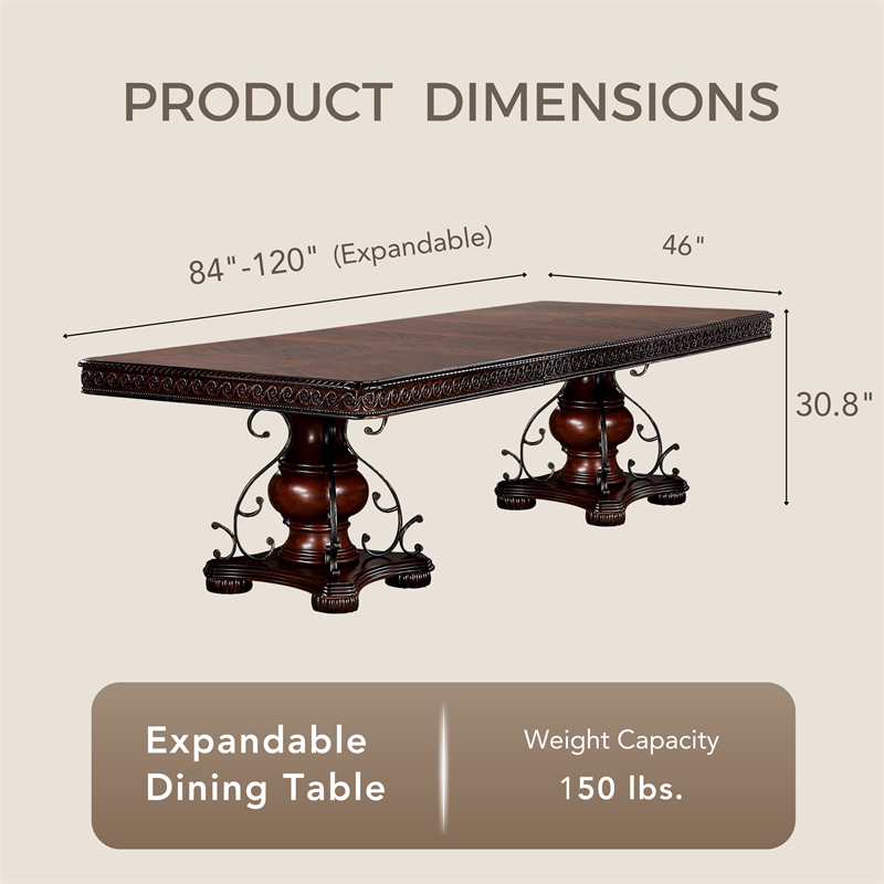 Furniture of America Exa Traditional Wood 5-Piece Dining Table Set in Cherry