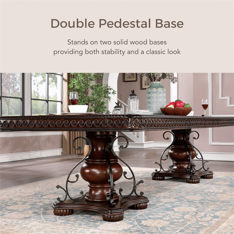 Furniture of America Exa Traditional Wood 7-Piece Dining Table Set in Cherry