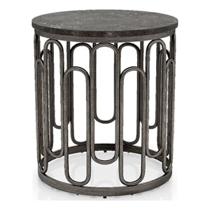 Furniture of America Silas Round Modern Metal End Table in Black