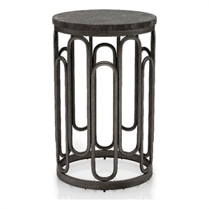 Furniture of America Silas Round Modern Metal Small End Table in Black