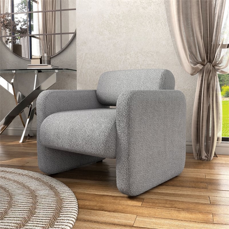Furniture of America Luna Fabric Armchair with Rounded Corners in Gray