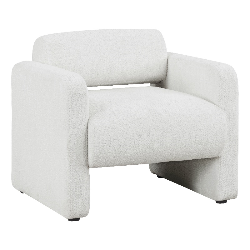 Furniture of America Luna Fabric Armchair with Rounded Corners in White