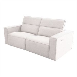 furniture of america ezra fabric power reclining loveseat with usb in white