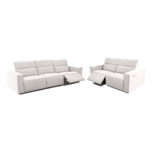 furniture of america ezra 2-piece fabric power reclining sofa set in white