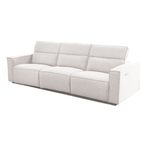 furniture of america ezra fabric power reclining sofa with usb in white