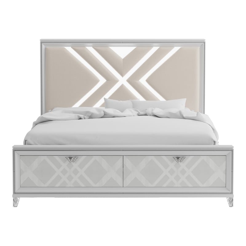 FOA Anaiya 3-Piece Contemporary Wood King Storage Bed Set in White