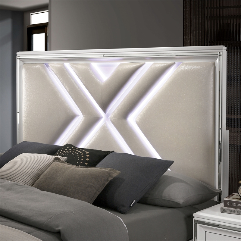 FOA Anaiya 3-Piece Contemporary Wood Queen Storage Bed Set in White