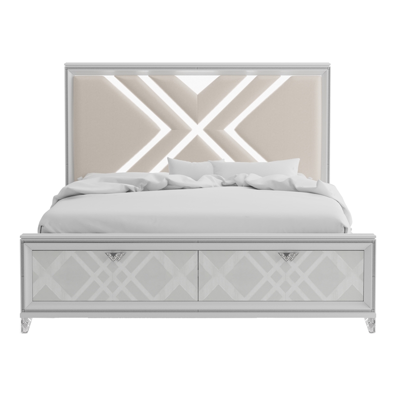 FOA Anaiya 3-Piece Contemporary Wood Queen Storage Bed Set in White