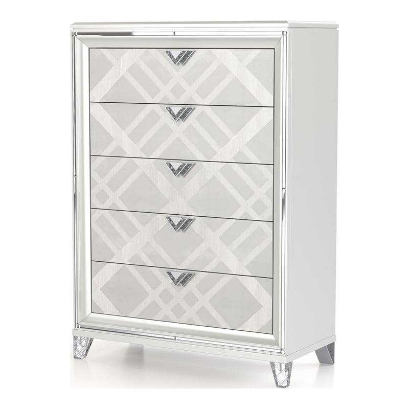 FOA Anaiya 6-Piece Contemporary Wood King Bedroom Set in White
