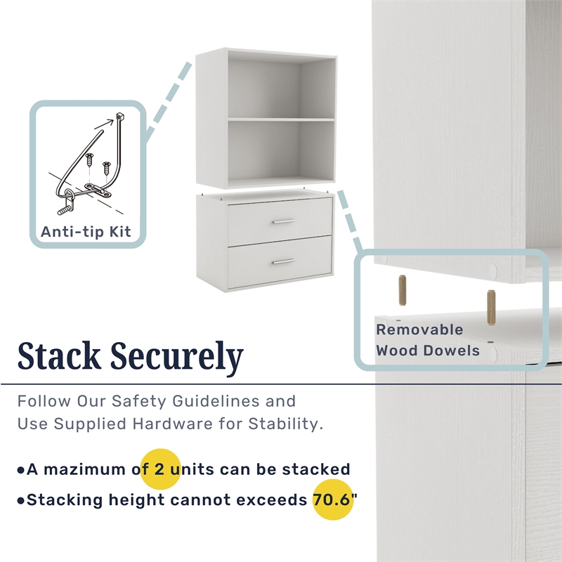 Furniture of America Seni Stackable Wood 2-Drawer Bookcase in White