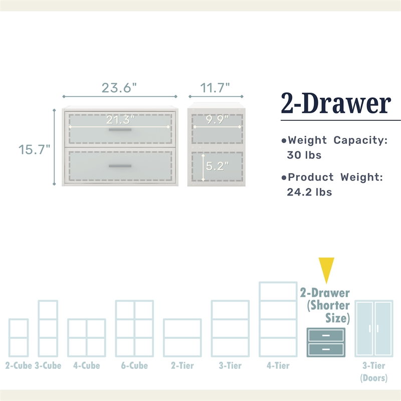 Furniture of America Seni Stackable Wood 2-Drawer Bookcase in White