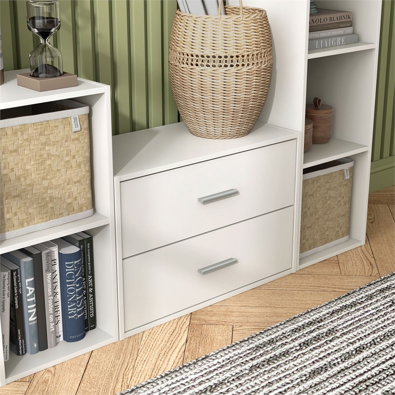 Furniture of America Seni Stackable Wood 2-Drawer Bookcase in White