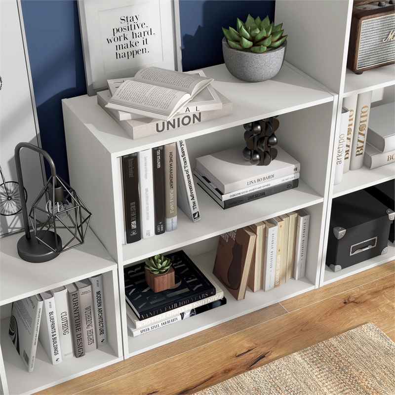 Furniture of America Seni Stackable Wood 2-Shelf Bookcase in White