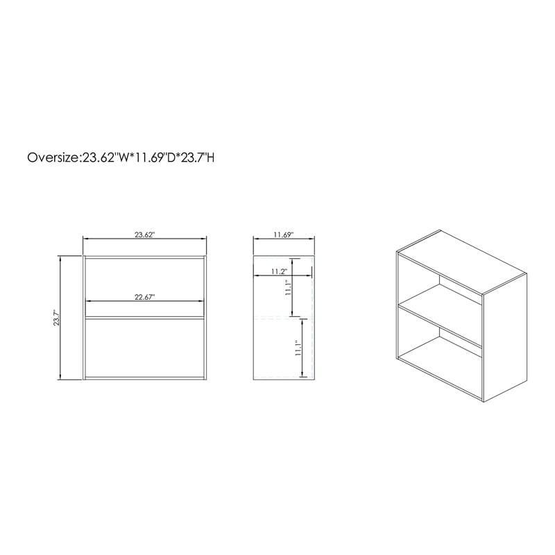 Furniture of America Seni Stackable Wood 2-Shelf Bookcase in White