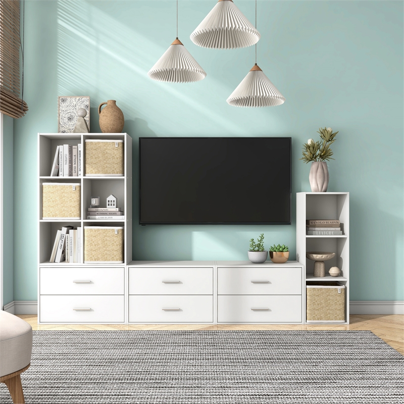 Furniture of America Seni Stackable Wood 6-Cube Bookcase in White