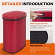 FOA Rena 13 Gallon Stainless Steel Motion Sensor Automatic Trash Can in Red