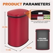 FOA Rena 13 Gallon Stainless Steel Motion Sensor Automatic Trash Can in Red