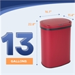 FOA Rena 13 Gallon Stainless Steel Motion Sensor Automatic Trash Can in Red