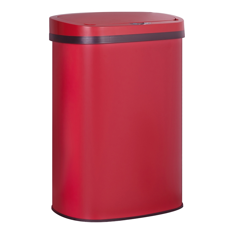 FOA Rena 13 Gallon Stainless Steel Motion Sensor Automatic Trash Can in Red