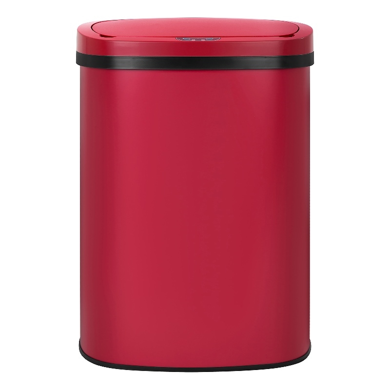FOA Rena 13 Gallon Stainless Steel Motion Sensor Automatic Trash Can in Red