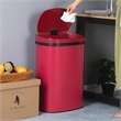FOA Rena 13 Gallon Stainless Steel Motion Sensor Automatic Trash Can in Red