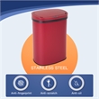 FOA Rena 13 Gallon Stainless Steel Motion Sensor Automatic Trash Can in Red