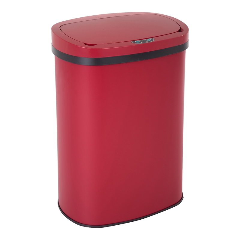 FOA Rena 13 Gallon Stainless Steel Motion Sensor Automatic Trash Can in Red