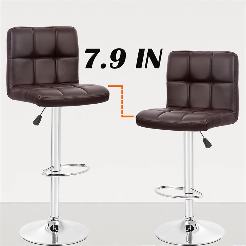 Furniture of America Barch Faux Leather Adjustable Brown Bar Stools (Set of 2)