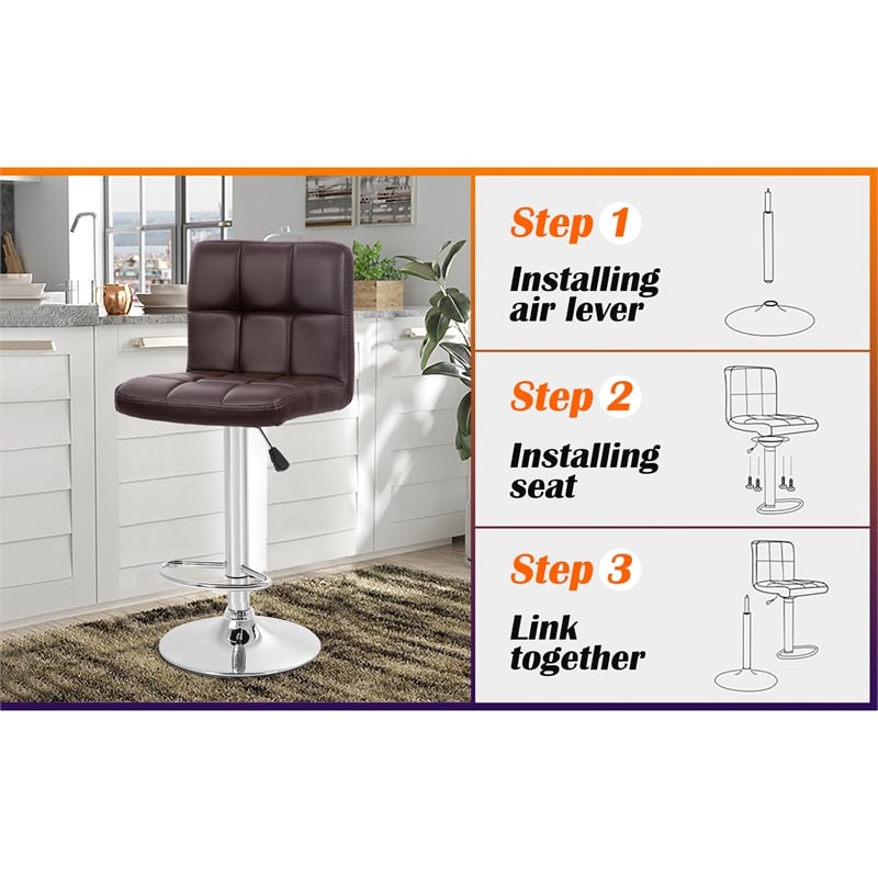 Furniture of America Barch Faux Leather Adjustable Brown Bar Stools (Set of 2)