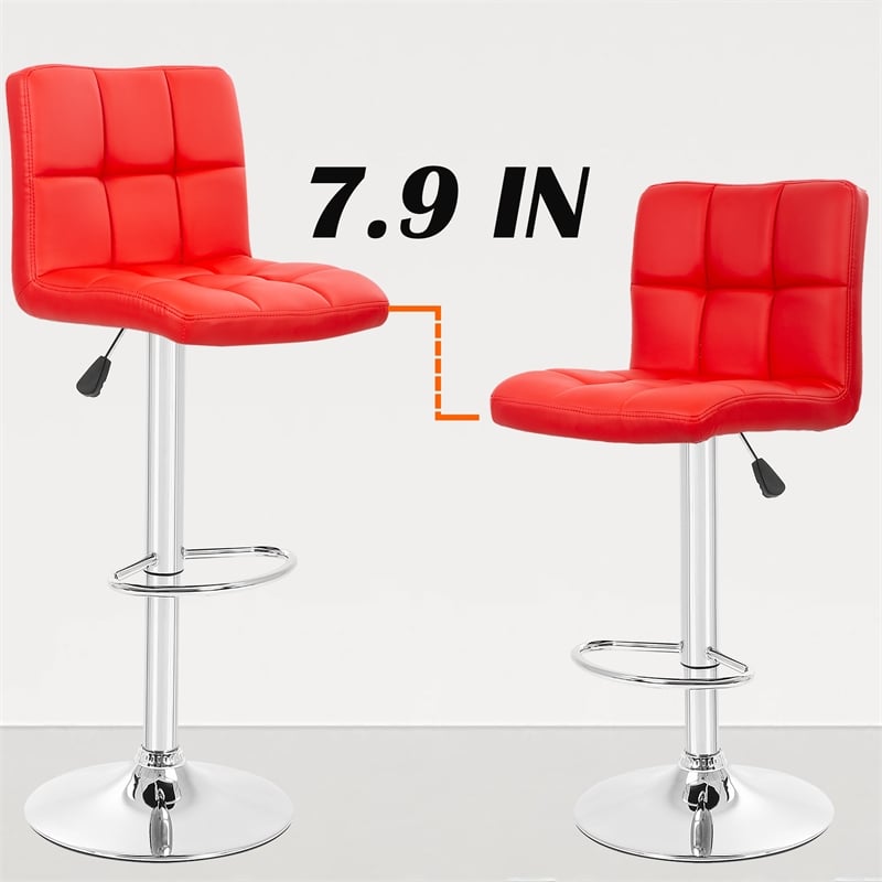 Furniture of America Barch Faux Leather Adjustable Red Bar Stools (Set of 2)