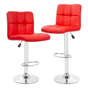 Furniture of America Barch Faux Leather Adjustable Red Bar Stools (Set of 2)