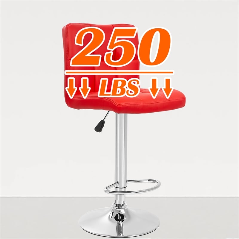 Furniture of America Barch Faux Leather Adjustable Red Bar Stools (Set of 2)