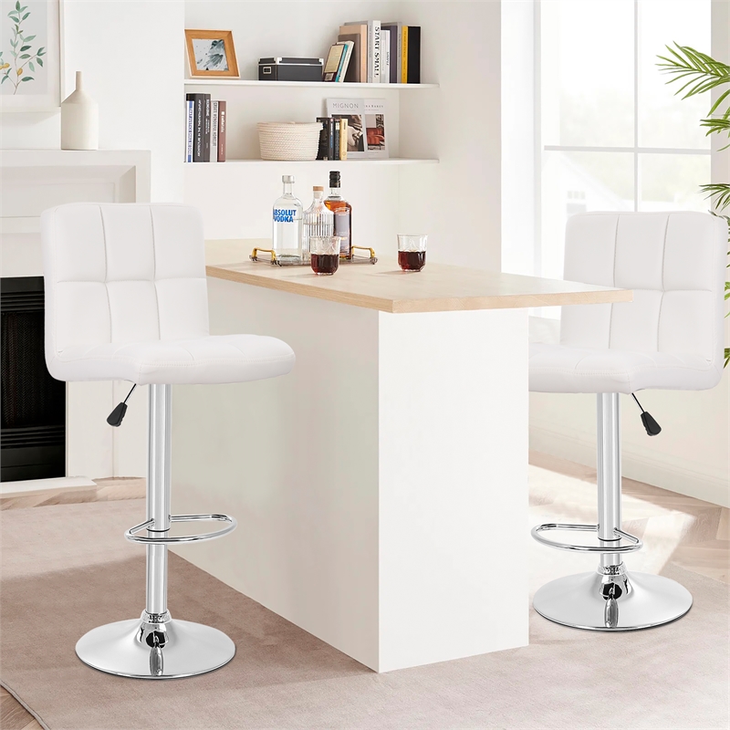 Furniture of America Barch Faux Leather Adjustable White Bar Stools (Set of 2)