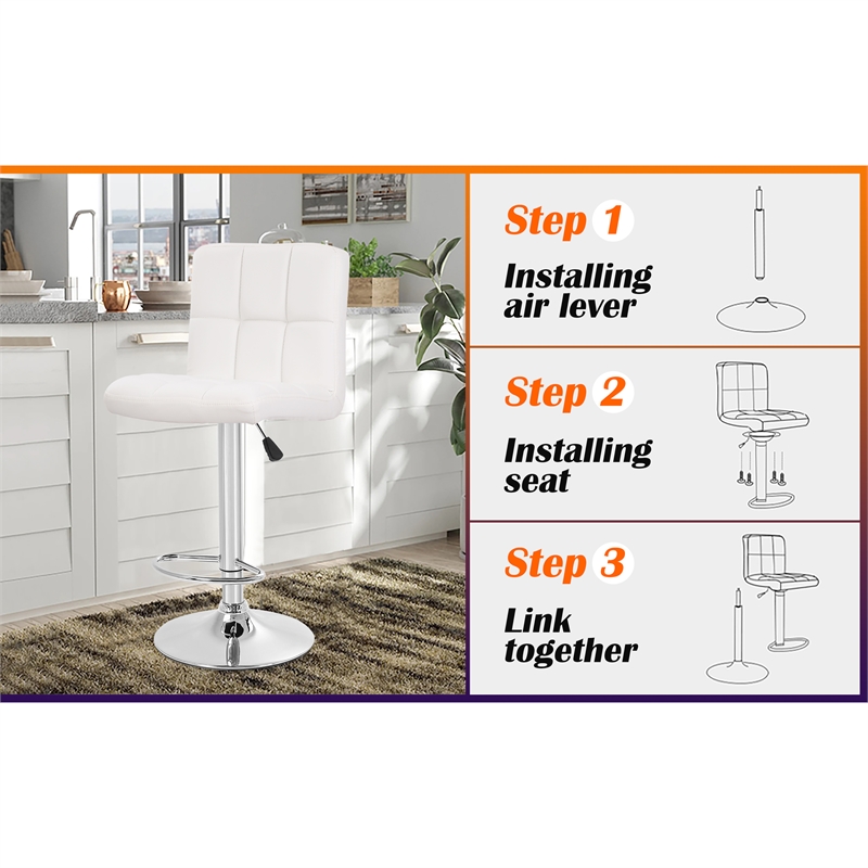 Furniture of America Barch Faux Leather Adjustable White Bar Stools (Set of 2)