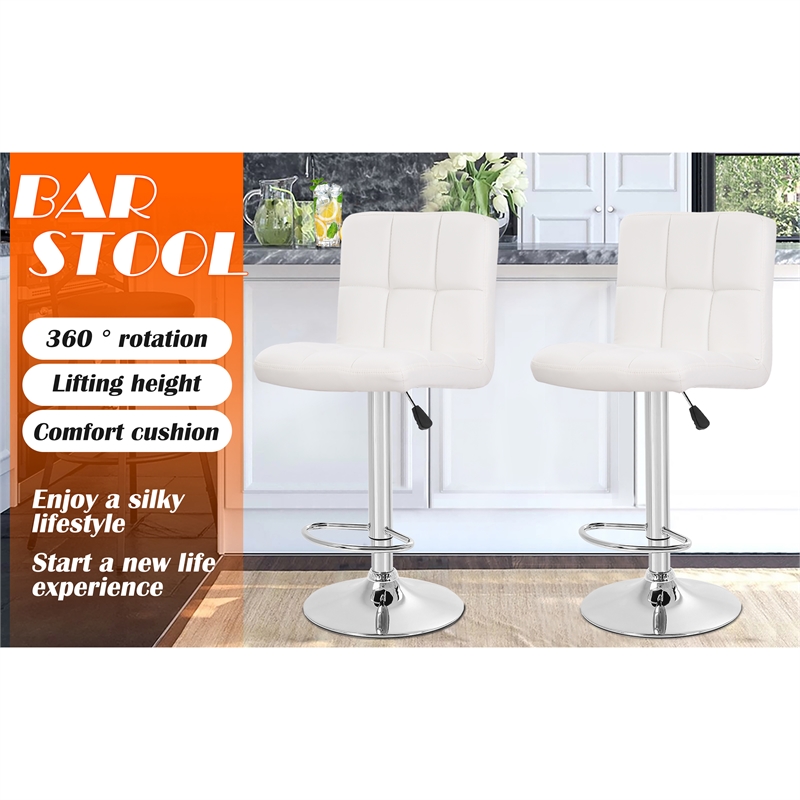 Furniture of America Barch Faux Leather Adjustable White Bar Stools (Set of 2)