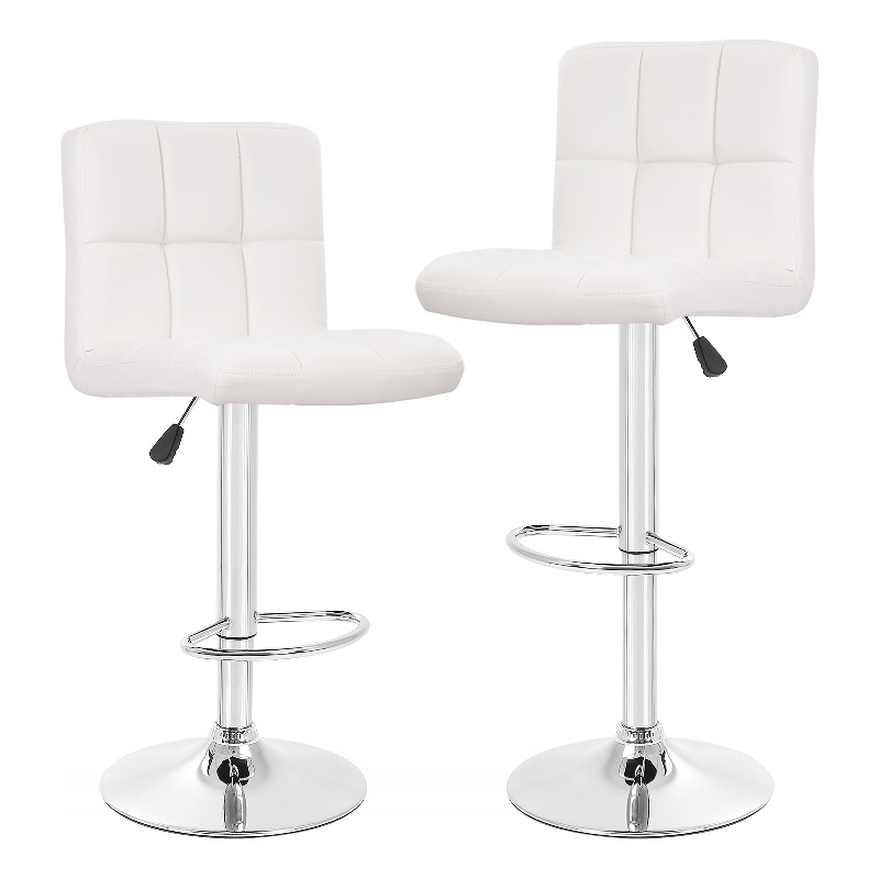 Furniture of America Barch Faux Leather Adjustable White Bar Stools (Set of 2)
