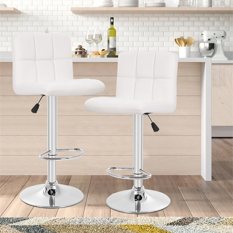 Furniture of America Barch Faux Leather Adjustable White Bar Stools (Set of 2)