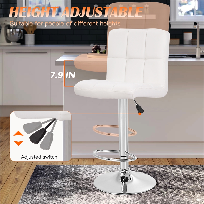 Furniture of America Barch Faux Leather Adjustable White Bar Stools (Set of 2)