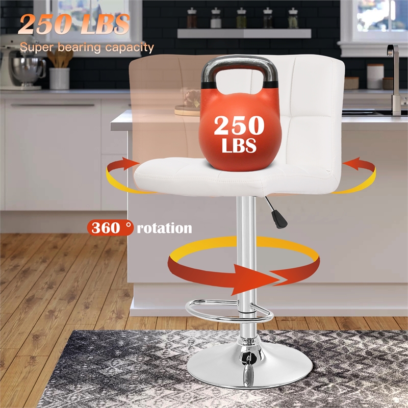 Furniture of America Barch Faux Leather Adjustable White Bar Stools (Set of 2)