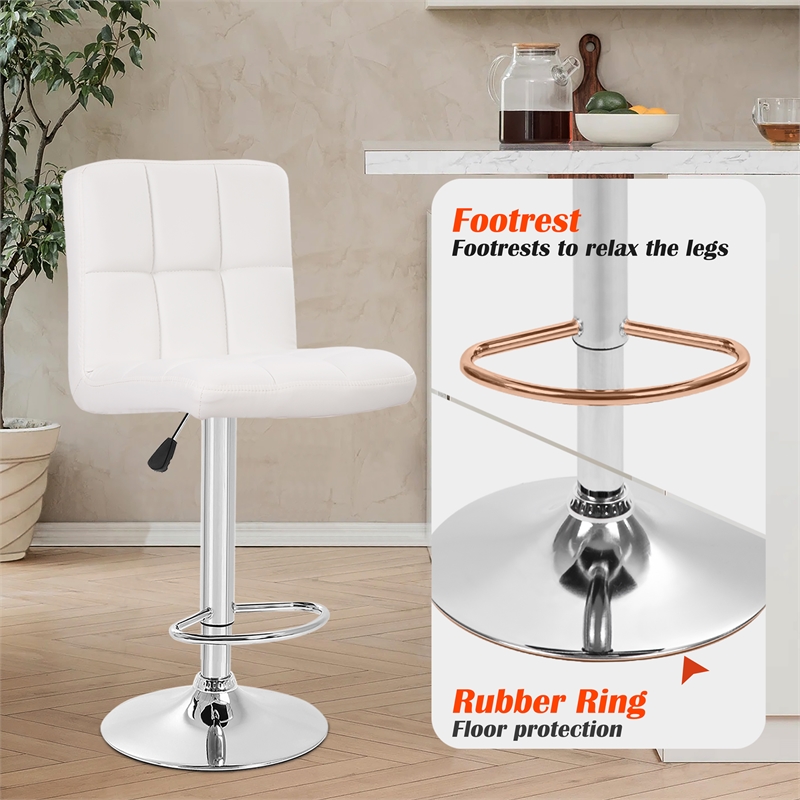 Furniture of America Barch Faux Leather Adjustable White Bar Stools (Set of 2)