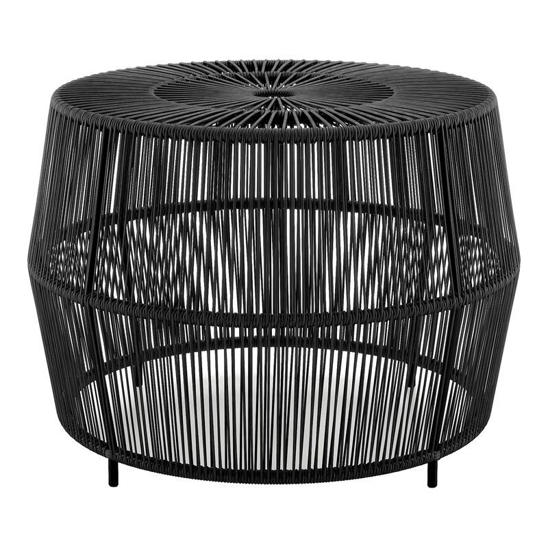 Muse & Lounge Co. Meja Wicker / Rattan Round Outdoor Coffee Table in Black