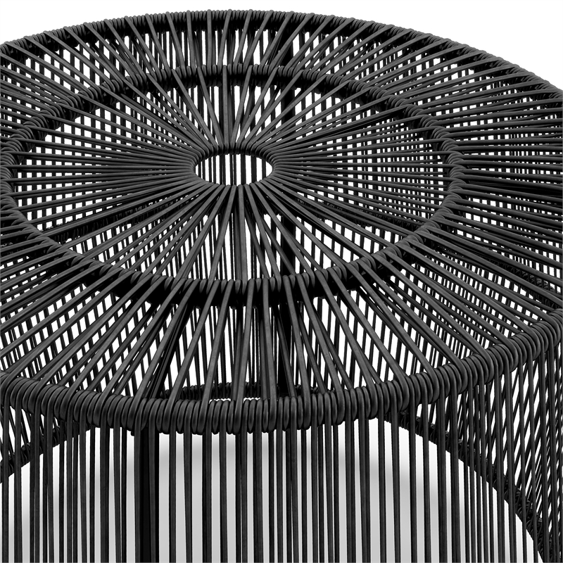 Muse & Lounge Co. Meja Wicker / Rattan Round Outdoor Coffee Table in Black