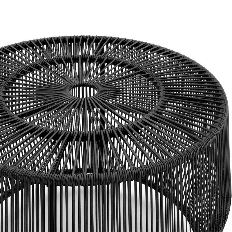 Muse & Lounge Co. Meja Wicker / Rattan Round Outdoor Coffee Table in Black