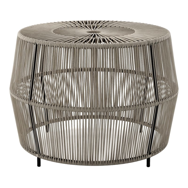 Muse & Lounge Co. Meja Wicker / Rattan Round Outdoor Coffee Table in Gray