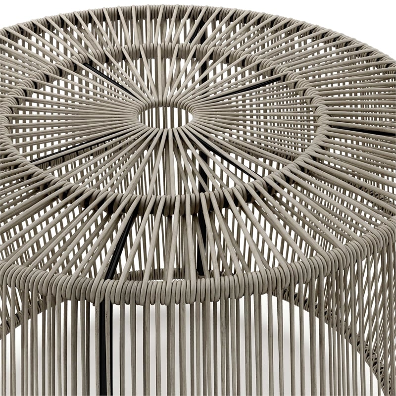 Muse & Lounge Co. Meja Wicker / Rattan Round Outdoor Coffee Table in Gray