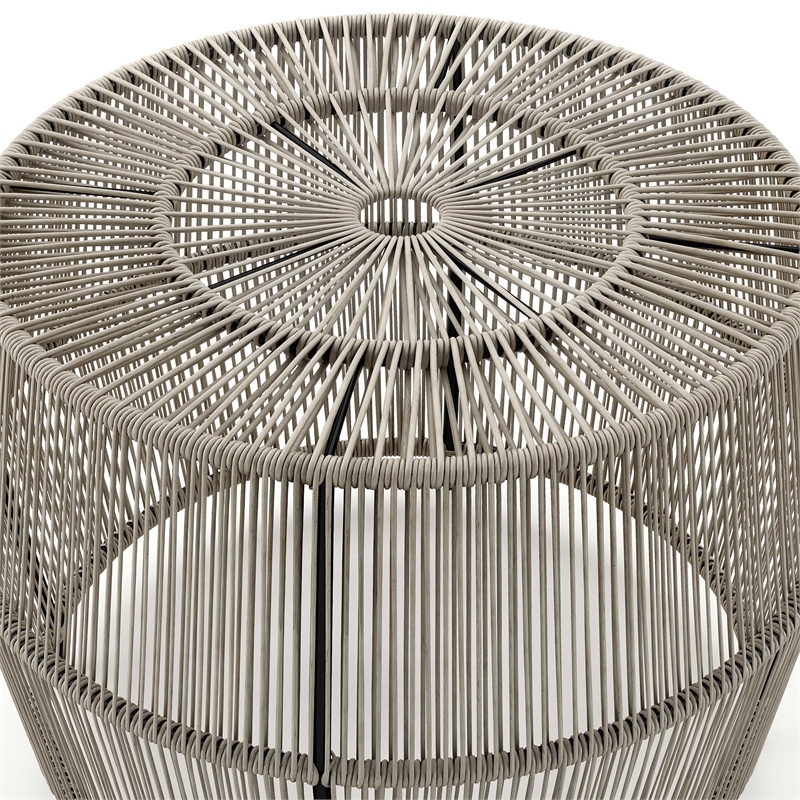 Muse & Lounge Co. Meja Wicker / Rattan Round Outdoor Coffee Table in Gray