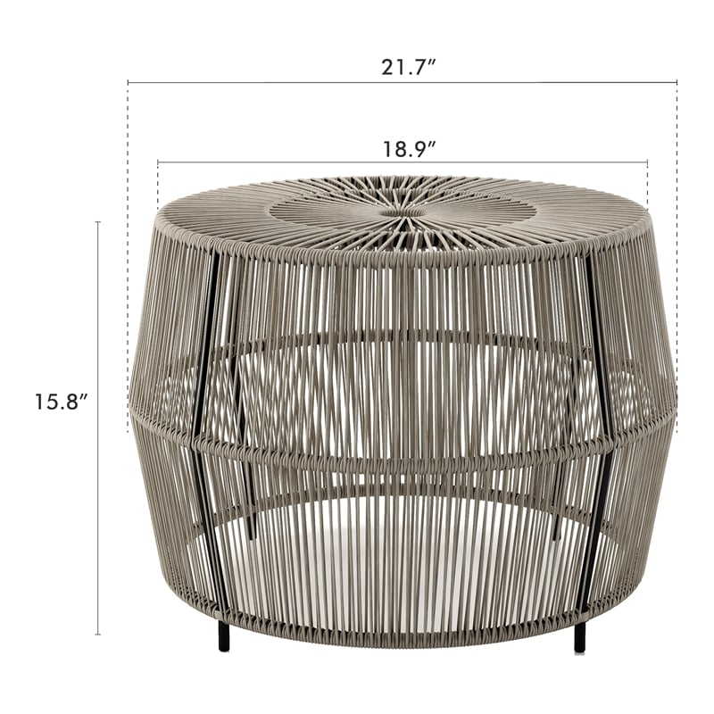 Muse & Lounge Co. Meja Wicker / Rattan Round Outdoor Coffee Table in Gray
