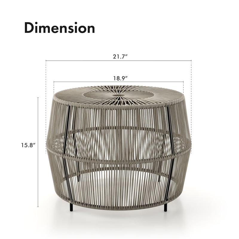 Muse & Lounge Co. Meja Wicker / Rattan Round Outdoor Coffee Table in Gray